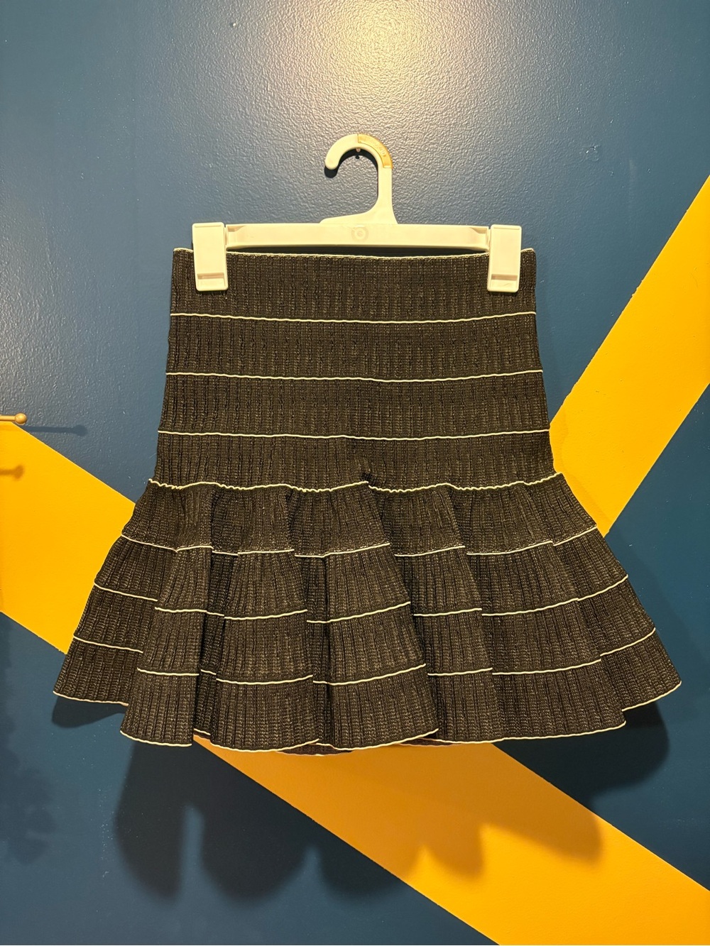 Anthropologie Pleasure Doing Business Black & Cream Peplum Mini Skirt EUC